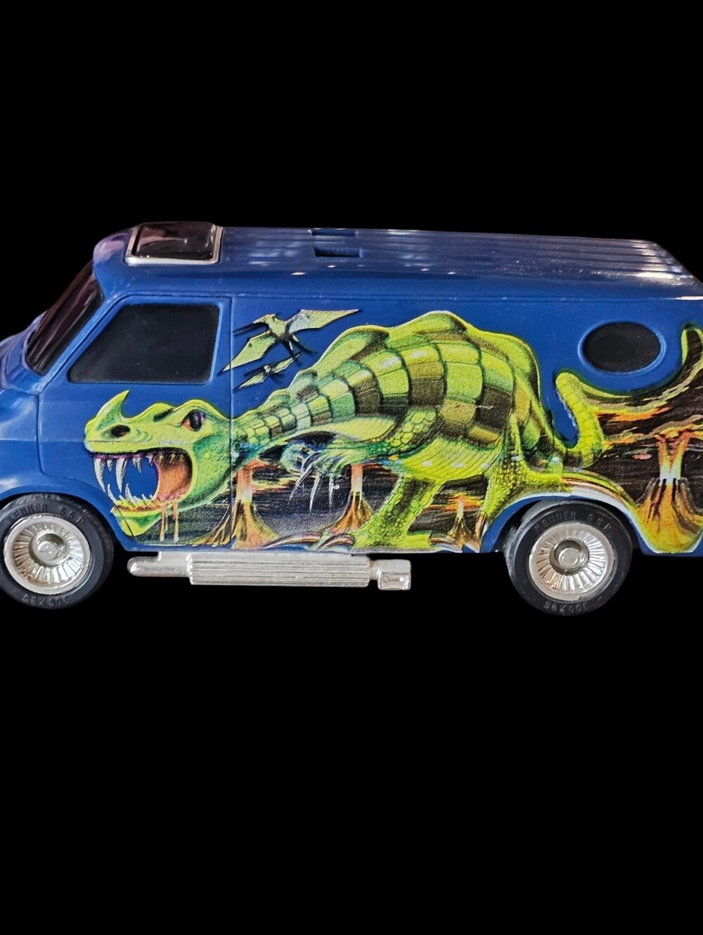 1977 Kenner SSP Smokin Dinosaur Mod Van Blue No Rip Cord